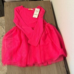 Pink Long Sleeve Tulle Dress